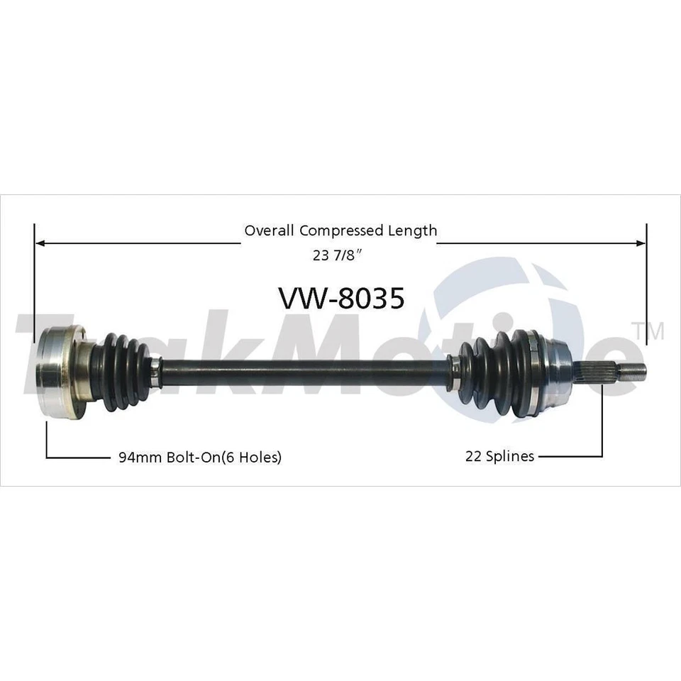 Eje delantero CV TrakMotive para 1987 1988 1989 1990 1991-1993 Volkswagen Fox Foto 2 de 2