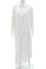Favorite Daughter Womens Maxi Shirt Dress White Cotton Button Longsleeve Size S
