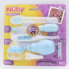 Nuby 7Pc Medical Orgainzing Kit for Infants Blue Thermometer, Dropper, Clipper