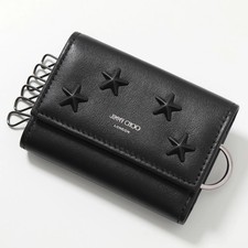 Jimmy Choo HOWICK OAJ Key Case Leather, Logo, Star Studs, 6-Key Ring Black only