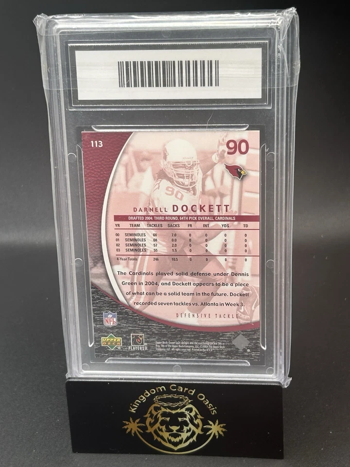 💥2004 Upper Deck Sweet Spot /1299 Darnell Dockett #113 Rookie RC GMA 9💥 - Image 2 of 2