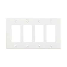 Eaton Wiring Devices PJ264W - Wallplate 4G Decorator Poly Mid WH - 1EA