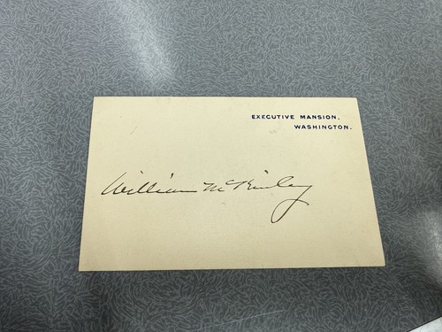 William McKinley US President Signed Autograph White House Card Cut