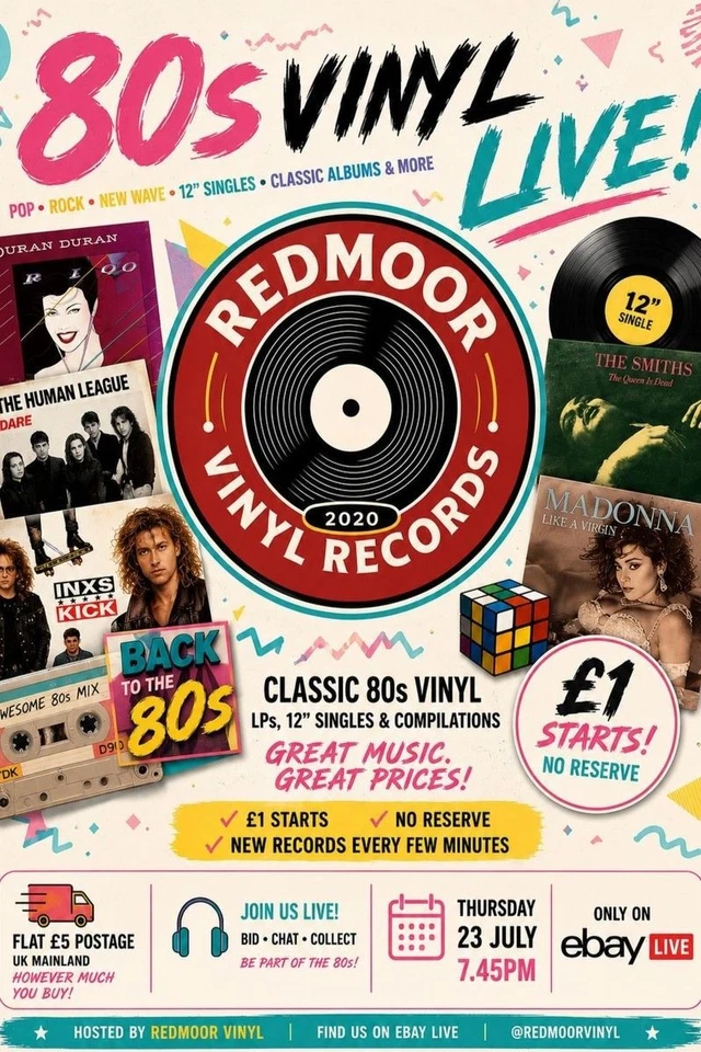 80s Vintage Vinyl Live LPs, 12" Singles, New Wave, Pop, Rock etc. £1 starts