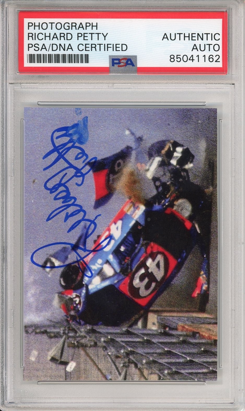 RICHARD PETTY NASCAR CRASH SIGNED PHOTOGRAPH AUTOGRAPH PSA DNA CERTIFIED PICTURE