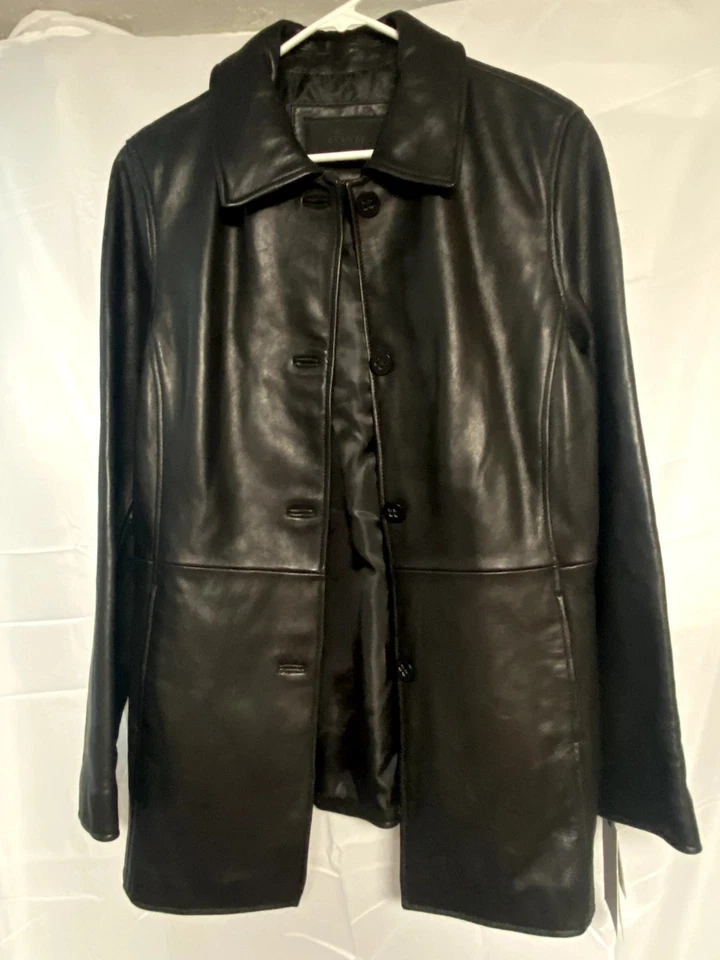 Chaqueta Avanti New York para mujer de cuero negra con botones nueva con etiquetas talla grande Foto 2 de 4