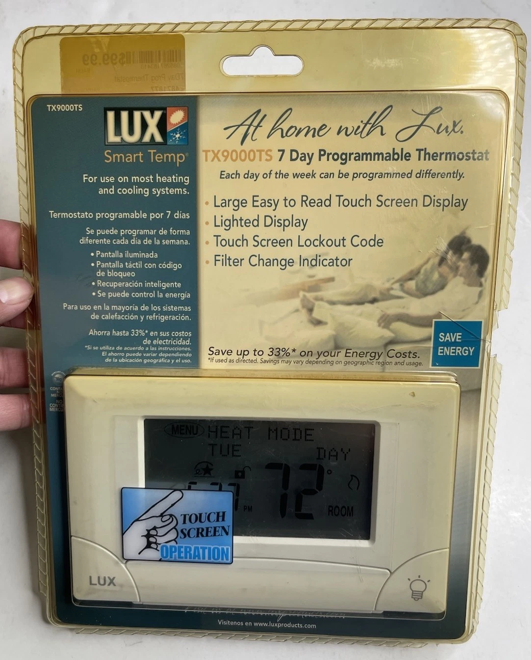 Lux TX9000TS Touch Screen Seven-Day Programmable Thermostat (NEW & SEALED!)