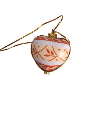 Valerie Parr Hill Porcelain Heart Trinket Box ''LAUGHTER'' 2.5'' Hanging Ornament