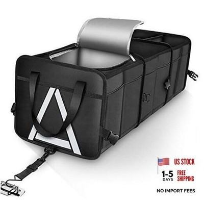 Durable Car Trunk Organizer with Premium 3 Compartments with Reflective Strip