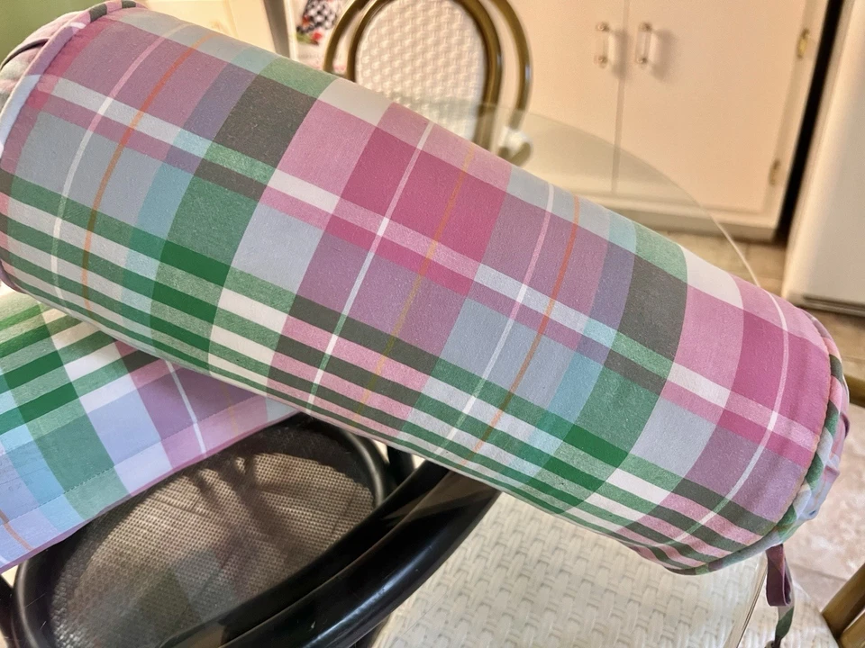 Píldoras personalizadas para cuello/reforzar S/2 Ralph Lauren a cuadros rosa/verde/azul bebé Foto 3 de 4