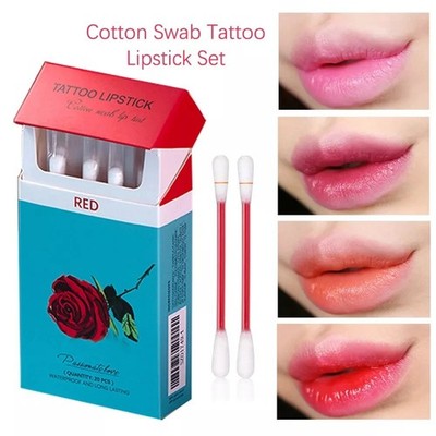 Lipstick tattoo cotton swab, lip shade, red, quantity 20 pieces