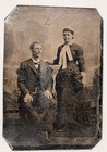 Antique Tintype Photo Victorian Couple Husband & Wife, Woman Man Fashion 1870s