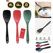 Upgrade Silicone Spatula Spoon Set, Heat Resistant Rubber Spoonula, Seamless ...