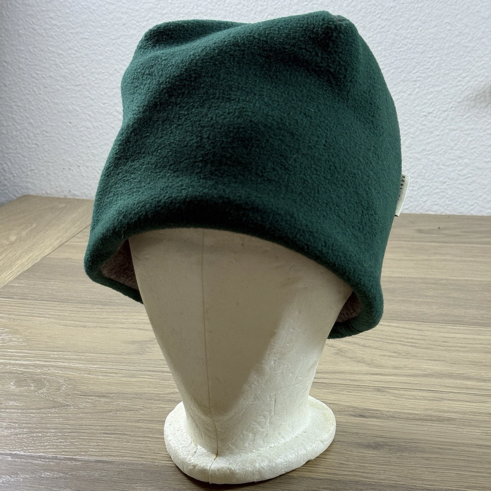 Vintage Eddie Bauer Hat Beanie Bucket Fleece Outdoor Hunting Winter Green Gray