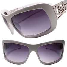 Timeless Vintage Luxe Filigree Side Detail Womens Rectangle White Sunglasses