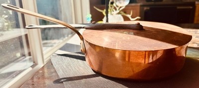 COPPER PAN + TOP Williams Sonoma 2 items Cookware Sauce FRANCE Large Vintage Lge
