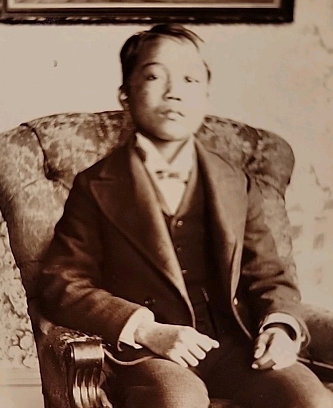 1920's Young Asian  Boy  in Suit Vintage-Antique B&W Glossy Portrait Photograph