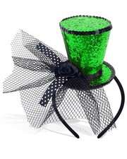 Bniksok Green Mini Top Hat Headband Fascinator with Veil Medium,