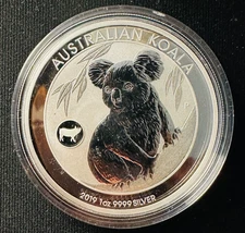2019 $1 Australia koala 1oz silver bullion coin with pig privy in capsule