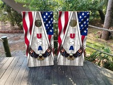USA Flag and Eagle Cornhole Board Wraps / Laminated / Fadeproof