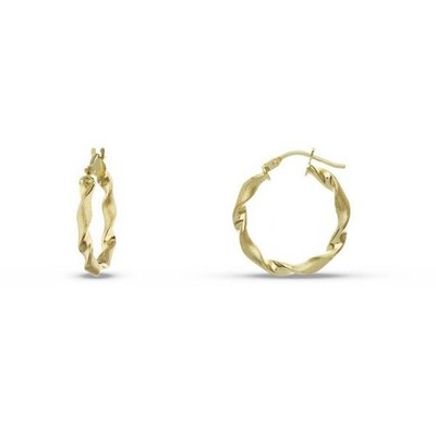 18K Yellow Gold Twisted Hoop Earrings