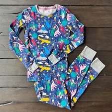 Mini Boden EUC Girls Long Pajama Set 12Y Blue Famous Women Girl Power Snug Fit