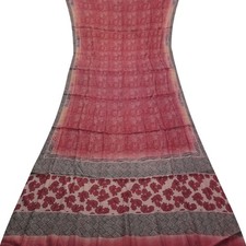 Namaste Vintage Pink Sarees 100 Pure Silk Printed Indian Sari 5YD Craft Fabric