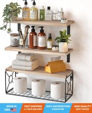 Amada Bathroom Shelves Over Toilet with Storage Basket, Floating Shelves Wall...