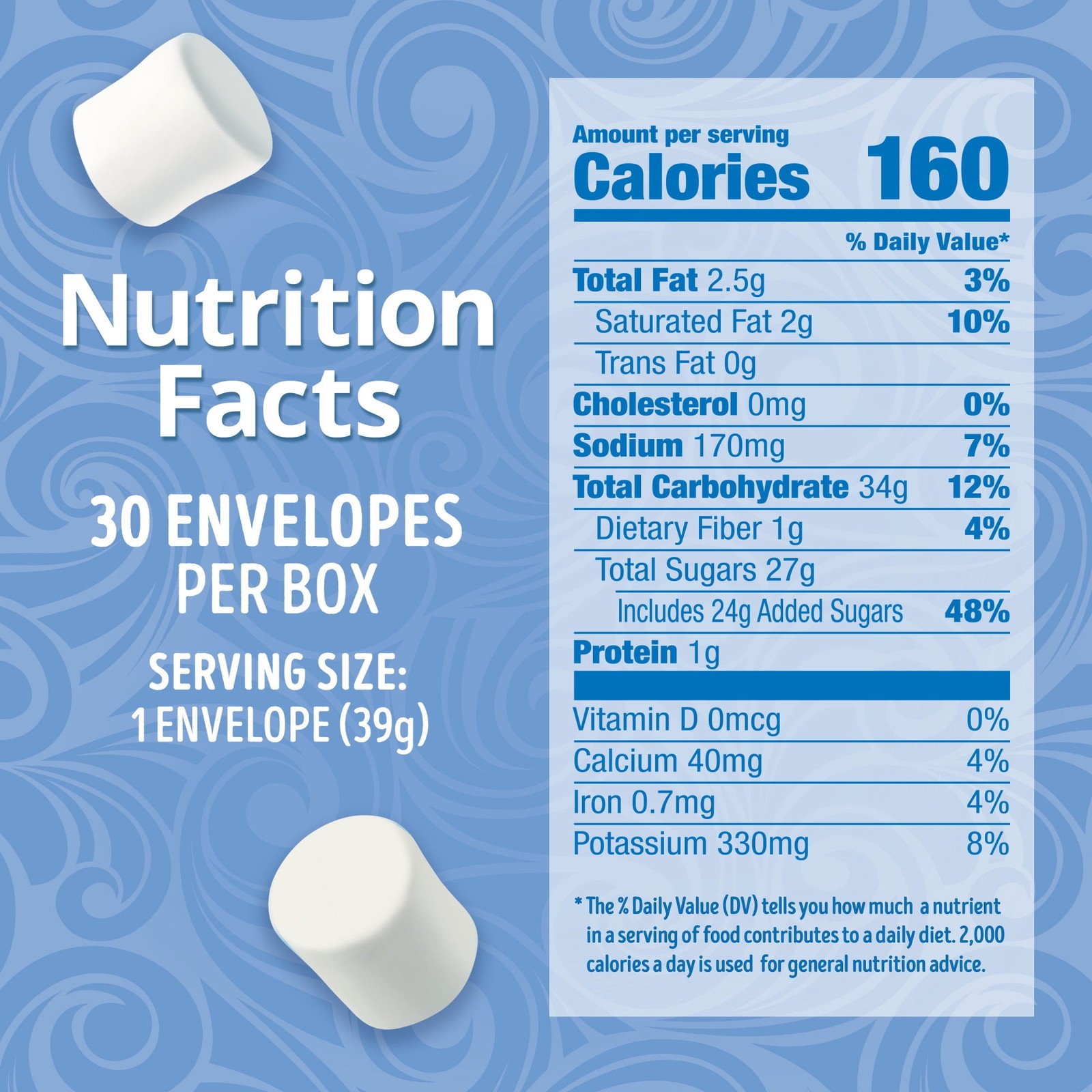 Swiss Miss Chocolate Hot Cocoa Mix With Marshmallows,1.38 oz.,30-Count Envelopes