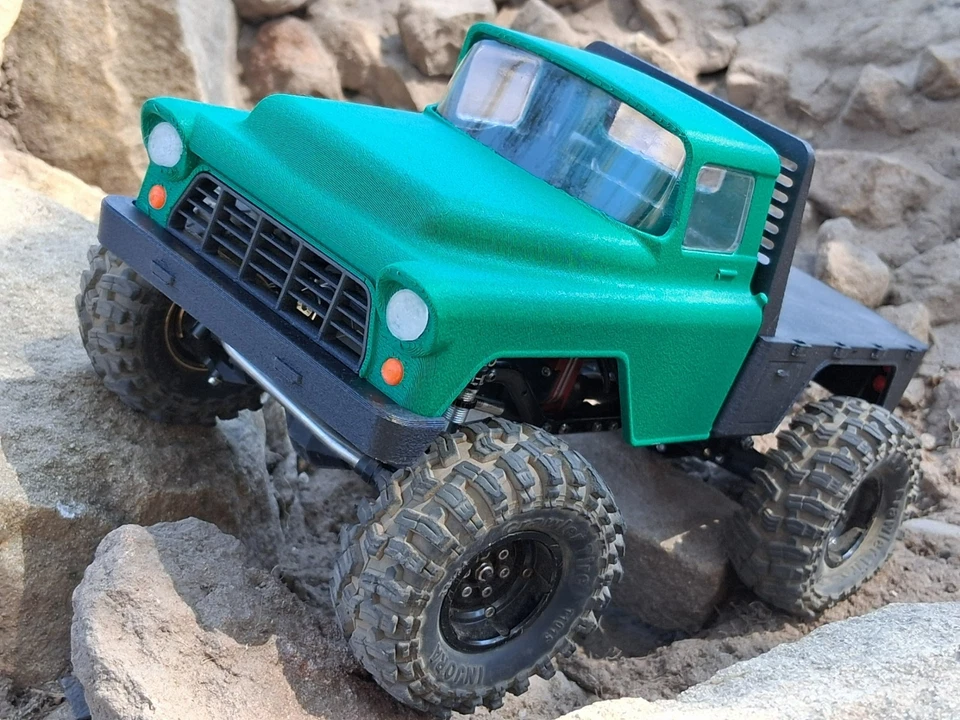 AxialSCX24 truck body green Chevy3800 1955Flatbed Fits C10 JLU Bronco & Basecamp - Image 4 of 4