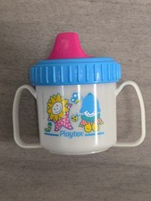 VTG Playtex 1997 Two Handle Trainer Sippy Cup Flower Sunflower Pink Blue