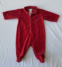 Ralph Lauren Red Velour Baby one piece 6M