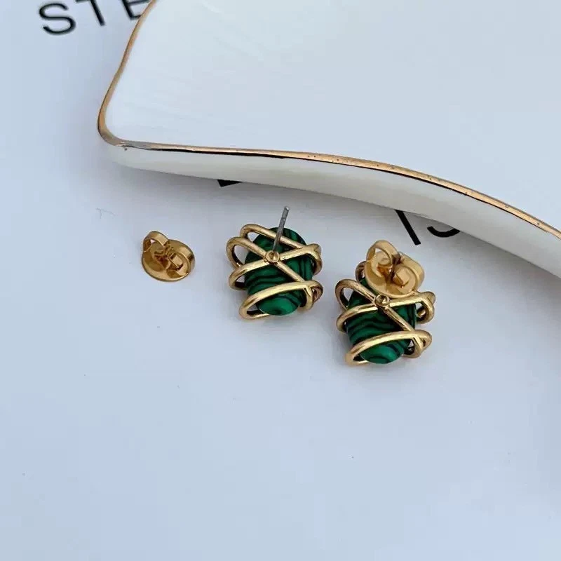 Novo! Brinco estilo ninho vintage Tory verde vintage com bolsa de joias - Imagem 3 de 4