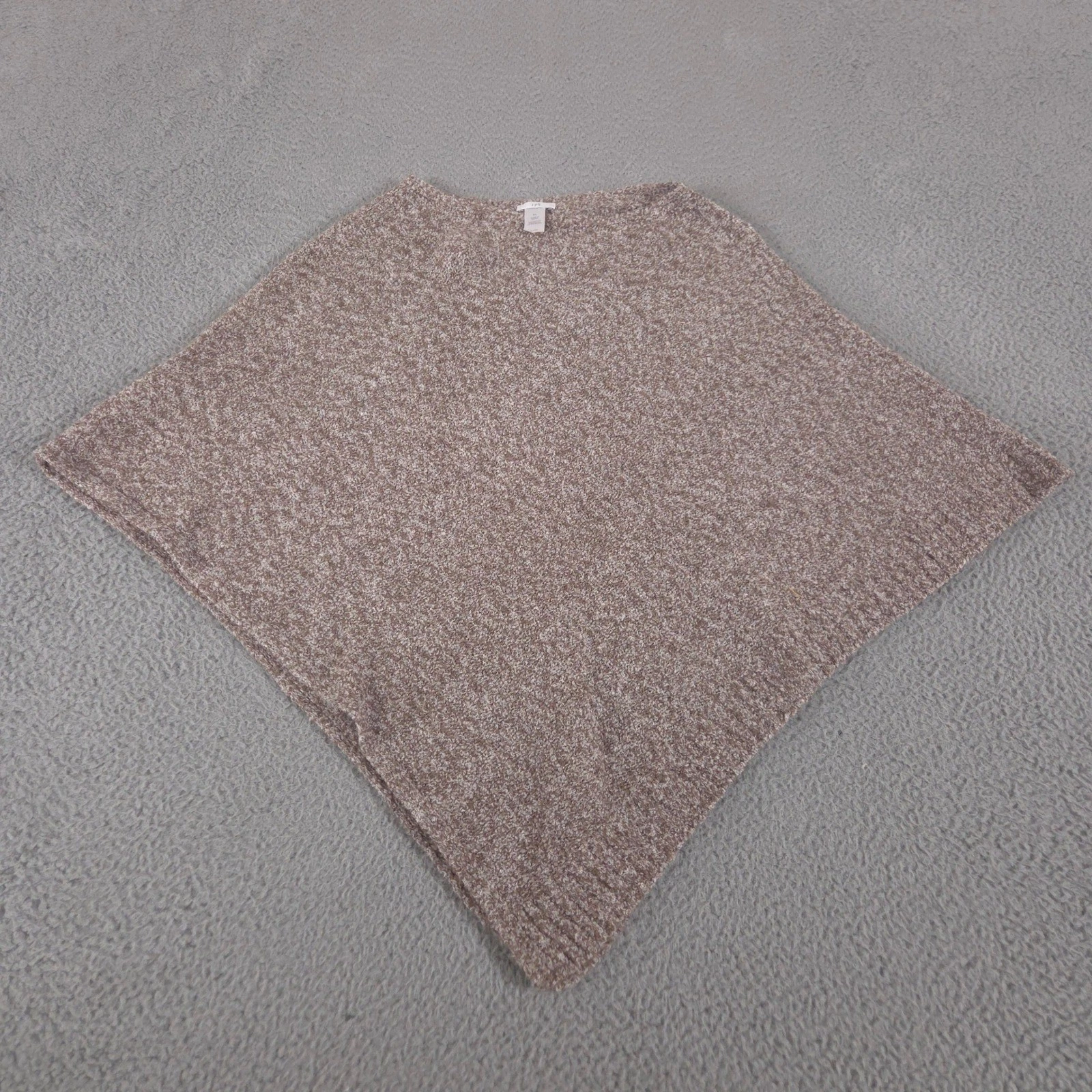 J.Jill Sweater Women S-L Brown Marled Poncho Boucle Knit Cotton Blend Pullover