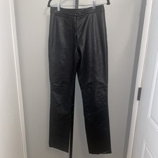 Wilsons Leather Womens Black Straight Leather Pants - Size 8