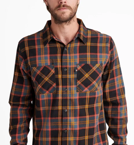 Junk Food Men's Camey Long Sleeve Plaid Shirt Black Size Medium - Picture 2 of 3