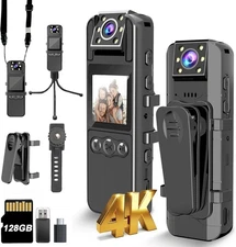 Body Camera with Audio and Video Recording, Unltra 4K Cam 180°... 
