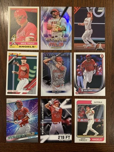 Mike Trout Baseball Card Lot (9) LA Angels