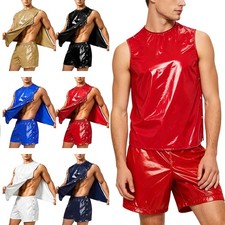 Men 2pcs Set Tracksuit Loose Outfit Tearaway Shirts with Boxer Briefs Sweatsuit