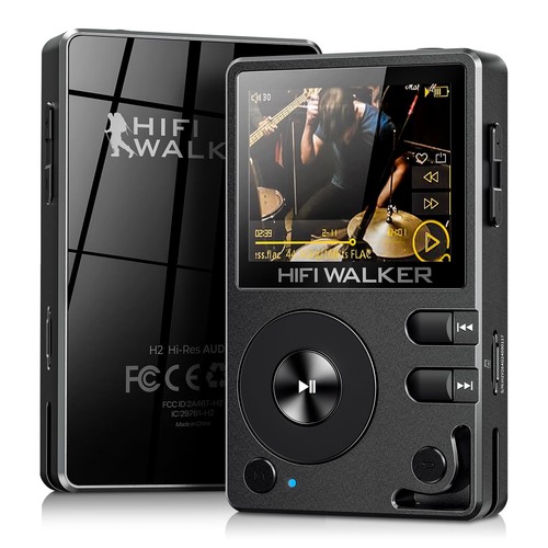 HIFI WALKER H2 Touch MP3-speler met Bluetooth, 2,4-inch touchscreen, HiFi verliesvrij geluid, draagbare audioplayer met 64GB geheugenkaart, uitbreidbaar geheugen tot 512GB
