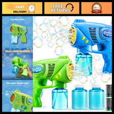 Kids Bubble Gun Set with 2 Refill Bottles - Fun Outdoor Toy for Toddlers, Party