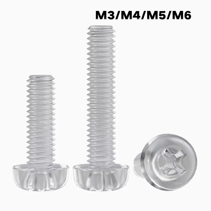 Transparentes Plastik Kreuzschlitz Kreuz Linsenkopf Hohlschrauben/Nuss M3/M4~M6 - Bild 1 von 4