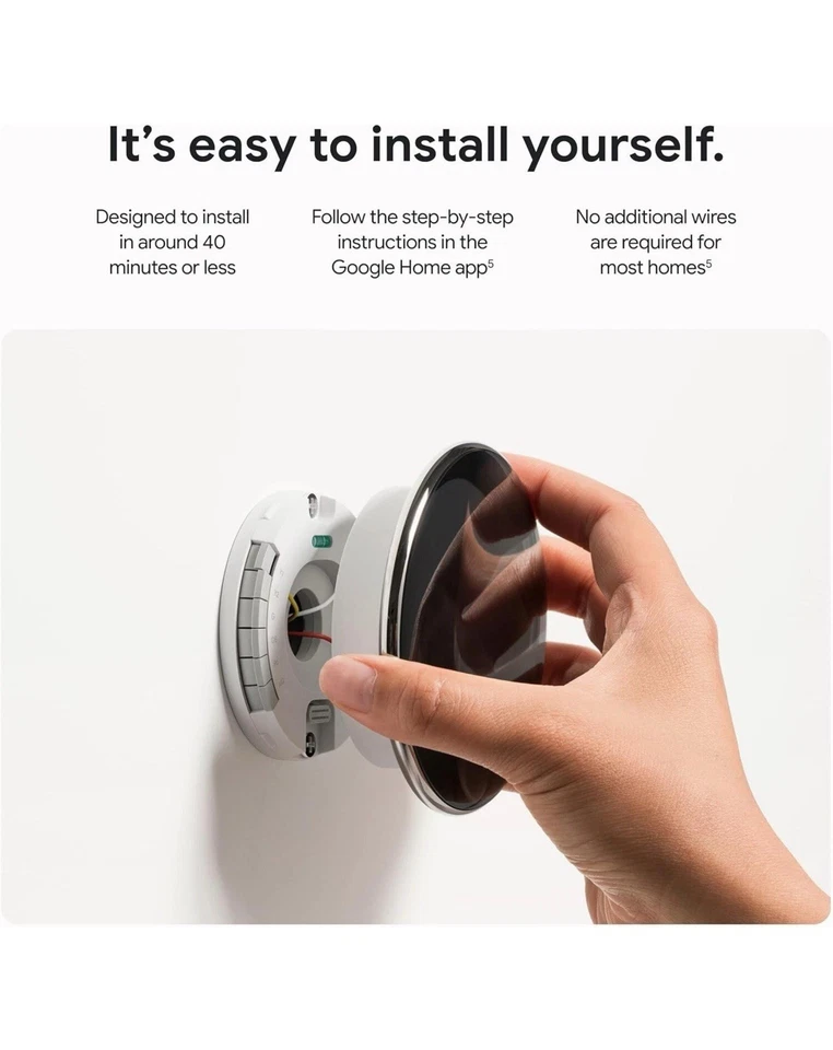 Google Nest Learning Thermostat 4th Gen Polished Silver with Temperature Sensor - Image 3 of 4