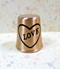Vintage Solid Brass Thimble ~ "LOVE" ~ Made in the U.S.A.