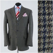 Mens Vintage Blazer 42R UK Size KONDLA Check Lamb Wool Sport Coat Jacket
