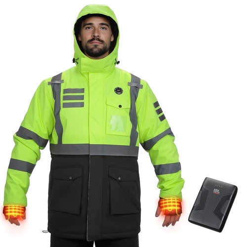Hi-Vis Heated Work Jacket Electric Thermal Safety Workwear w/ 10000mAh Battery image 7