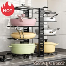 Pots and Pans Organizer for Cabinet 8 Tier Adjustable Pot Rack with 3 DIY Method