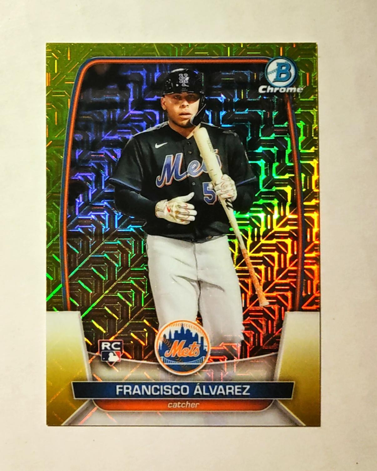 Francisco Alvarez 2023 Bowman Chrome RC #49 Mega YELLOW REFRACTOR 34/75 D6