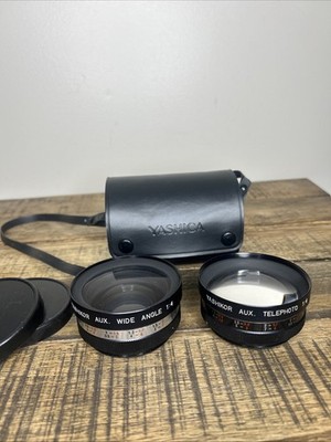 Yashica Yashikor Aux Telephoto and Wide Angle 1:4 Lens Set w/ and Case