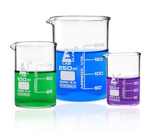 - 3 Piece Glass Beaker Set 50mL 100mL 250mL Low Form Borosilicate Glass with ...